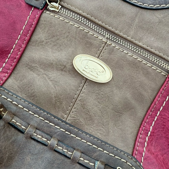 Born Concept B.O.C. Faux Leather Purse Bag Color Block Burgundy Chocolate - Picture 6 of 10